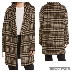 NWT Avec Les Filles Plaid houndstooth Shawl Collar Coat, Small, Wool blend